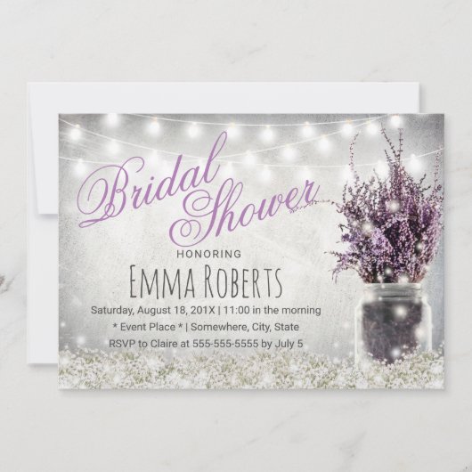 Rustic Baby's Breath Lavender Floral Vrijgezellenf Kaart (Voorkant)