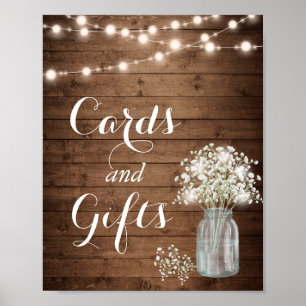 Rustic Baby's Breath Lights Kaarten en Gifts Sign Poster