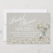 Rustic Baby's Breath Mason Jar Vrijgezellenfeest Kaart (Voorkant)