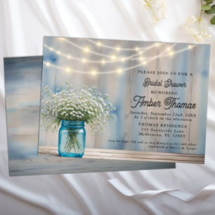 Rustic Baby's Breath Mason Jar Vrijgezellenfeest Kaart