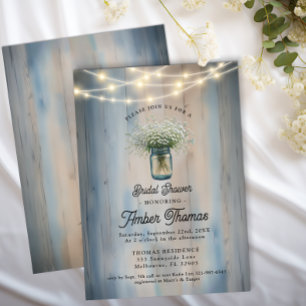 Rustic Baby's Breath Mason Jar Vrijgezellenfeest Kaart