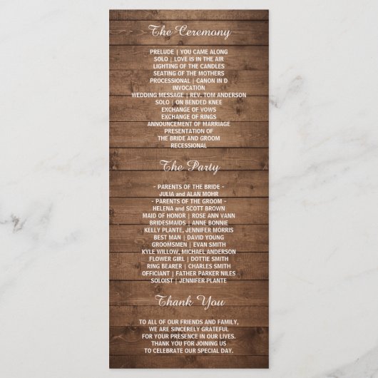 Rustic Baby's Breath Mason Jar Wedding Program Programma (Achterkant)