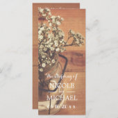 Rustic Baby's Breath Mason Jar Wedding Program Programma (Voorkant / Achterkant)