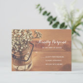 Rustic Baby's Breath Mason Jar Wood Wedding RSVP (Debout devant)
