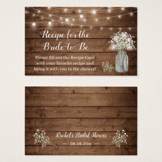 Rustic Baby's Breath Recipe voor bruid-to-be Kaart (Voorkant /achterkant)