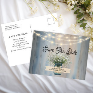 Rustic Baby's Breath & String Lights Bewaar de dat Briefkaart