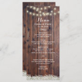 Rustic Baby's Breath & String Lights Menu Mariage (Devant / Derrière)