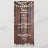 Rustic Baby's Breath & String Lights Menu Mariage (Devant)