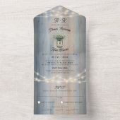 Rustic Baby's Breath & String Lights Wedding All In One Uitnodiging (Binnen)