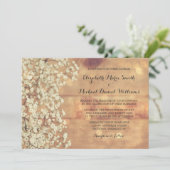 Rustic Baby's Breath Wood Wedding Invitations (Debout devant)