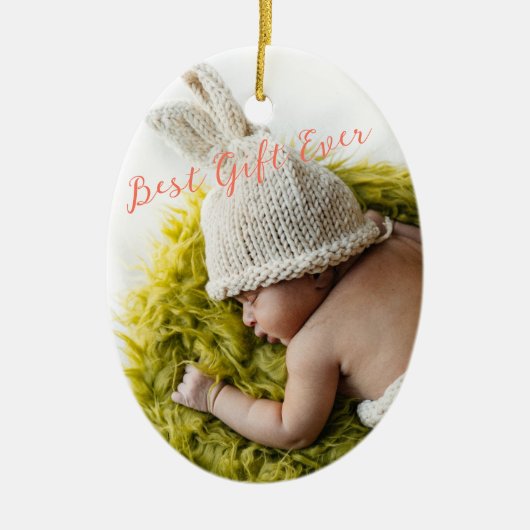 Rustic Baby's eerste kerstcadeau Keramisch Ornament (Voorkant)