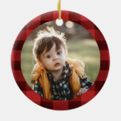 Rustic Baby's eerste kerstfoto Keramisch Ornament (Achterkant)