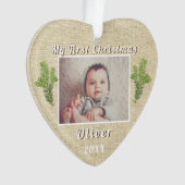 Rustic Baby's eerste kerstfoto Ornament (voorkant)