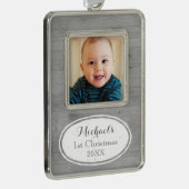 Rustic Baby's eerste kerstversiering Verzilverd Kader Ornament (Rechts)
