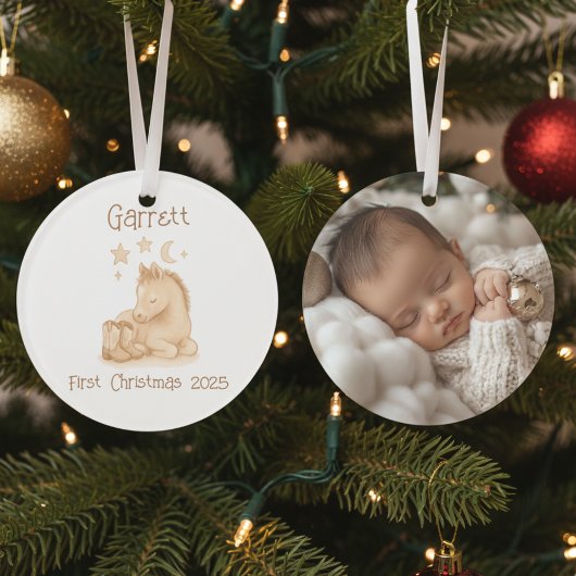 Rustic Baby's First Christmas Photo Keepsake