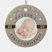 Rustic Baby's First Christmas Photo Ornament (Voorkant)