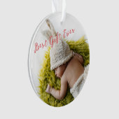 Rustic Baby's Milestone 1e kerstfoto Ornament (voorkant)