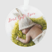Rustic Baby's Milestone 1e kerstfoto Ornament (voorkant)