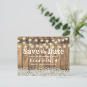 Rustic Baby's Radekkinglampjes Opslaan datum Aankondigingskaart (Staand voorkant)