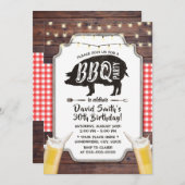 Rustic Backyard BBQ & Beer Birthday Party Kaart (Voorkant / Achterkant)