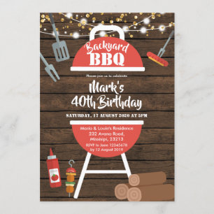 Rustic Backyard BBQ Birthday Invitation Kaart