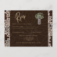 Rustic Backyard Woodland Wedding Wood Lace RSVP