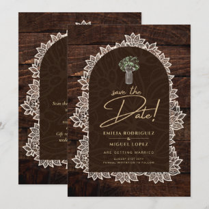 Rustic Backyard Woodland Wood Lace SAVE DATES Kaart