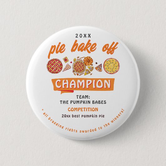 Rustic Bake Off Pumpkin Pie Competition Champion Ronde Button 5,7 Cm (Voorkant)