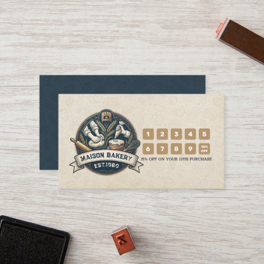 Rustic Bakery Store Pastry Desserts Loyalty Punch (Voorkant / Achterkant in situ)