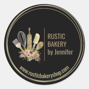 Rustic Bakkerij Chef cirkel omlijst leuk logo Ronde Sticker