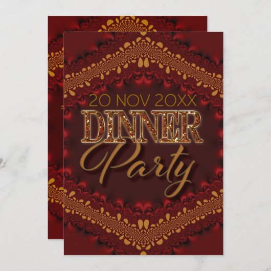Rustic Bali Sparkle Dinner Party Invitations (Devant / Derrière)