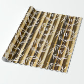 Rustic Bamboo Monogram Vertical Lines Pattern Cadeaupapier (Uitgerold)