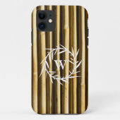Rustic Bamboo Monogram Vertical Lines Pattern Case-Mate iPhone Case (Achterkant)