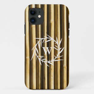 Rustic Bamboo Monogram Vertical Lines Pattern iPhone 11 Hoesje