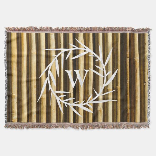 Rustic Bamboo Monogram Vertical Lines Pattern Deken (Voorkant)