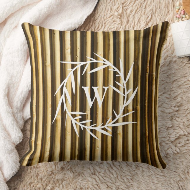 Rustic Bamboo Monogram Vertical Lines Pattern Kussen (Deken)