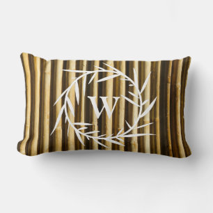 Rustic Bamboo Monogram Vertical Lines Pattern Kussen