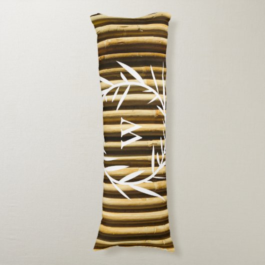 Rustic Bamboo Monogram Vertical Lines Pattern Lichaamskussen (Voorkant Verticaal)