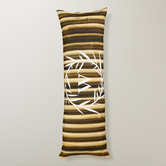 Rustic Bamboo Monogram Vertical Lines Pattern Lichaamskussen (Achterkant (Verticaal))