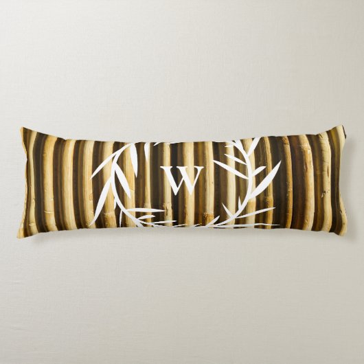 Rustic Bamboo Monogram Vertical Lines Pattern Lichaamskussen (Voorkant)