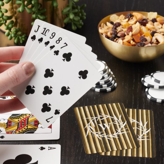 Rustic Bamboo Monogram Vertical Lines Pattern Pokerkaarten (Insitu)
