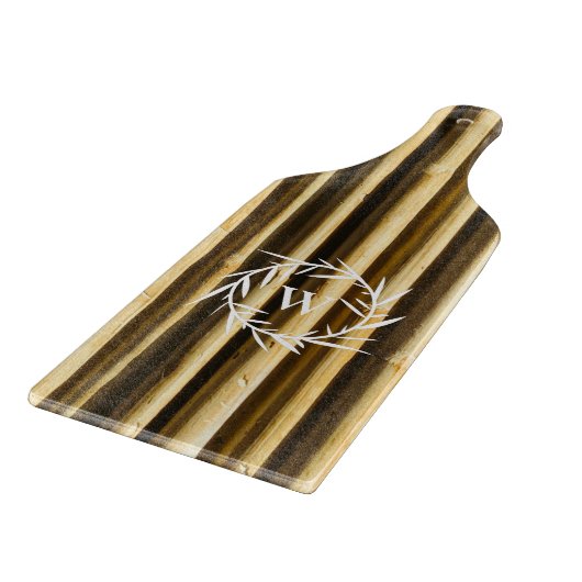Rustic Bamboo Monogram Vertical Lines Pattern Snijplank (Hoek)