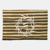 Rustic Bamboo Monogram Vertical Lines Pattern Theedoek (Horizontaal)