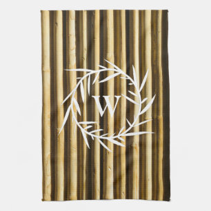 Rustic Bamboo Monogram Vertical Lines Pattern Theedoek