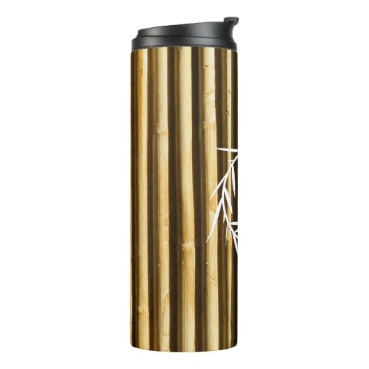 Rustic Bamboo Monogram Vertical Lines Pattern Thermosbeker (Gedraaid links)