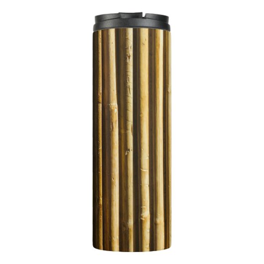 Rustic Bamboo Monogram Vertical Lines Pattern Thermosbeker (Achterkant)
