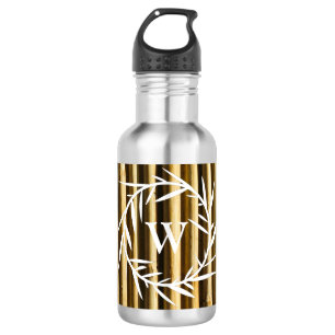 Rustic Bamboo Monogram Vertical Lines Pattern Waterfles