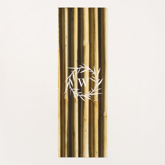 Rustic Bamboo Monogram Vertical Lines Pattern Yogamat (Voorkant)