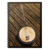 Rustic Banjo Music Instrument on Wood Notitieboek (Voorkant)