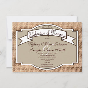 Rustic Banner Burlap Print Wedding-uitnodigingen Kaart